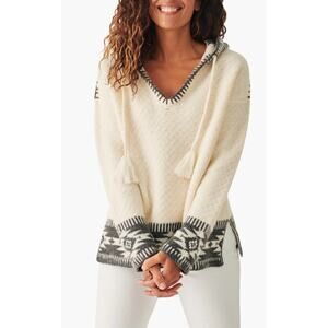 Faherty Doug Good Feather Life Hoodie in Thunder Clouds Wool Cashmere Blend M/L